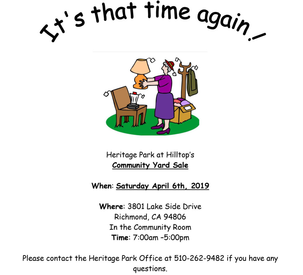 Heritage Park at Hilltop to host annual Community Yard Sale Richmond