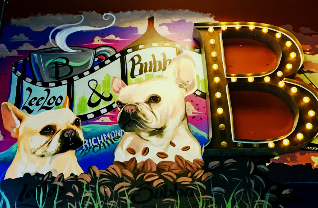 hat’s precisely the case with the Bubbaloo Café, where the owners Gio Gelera and Candice Nguyen named their cafe by combining the names of their beloved pooches Bubba (an English bulldog) and Lee Loo (a French bulldog)—and included a mural of them, to boot. Located at 1402 Marina Way South in Richmond