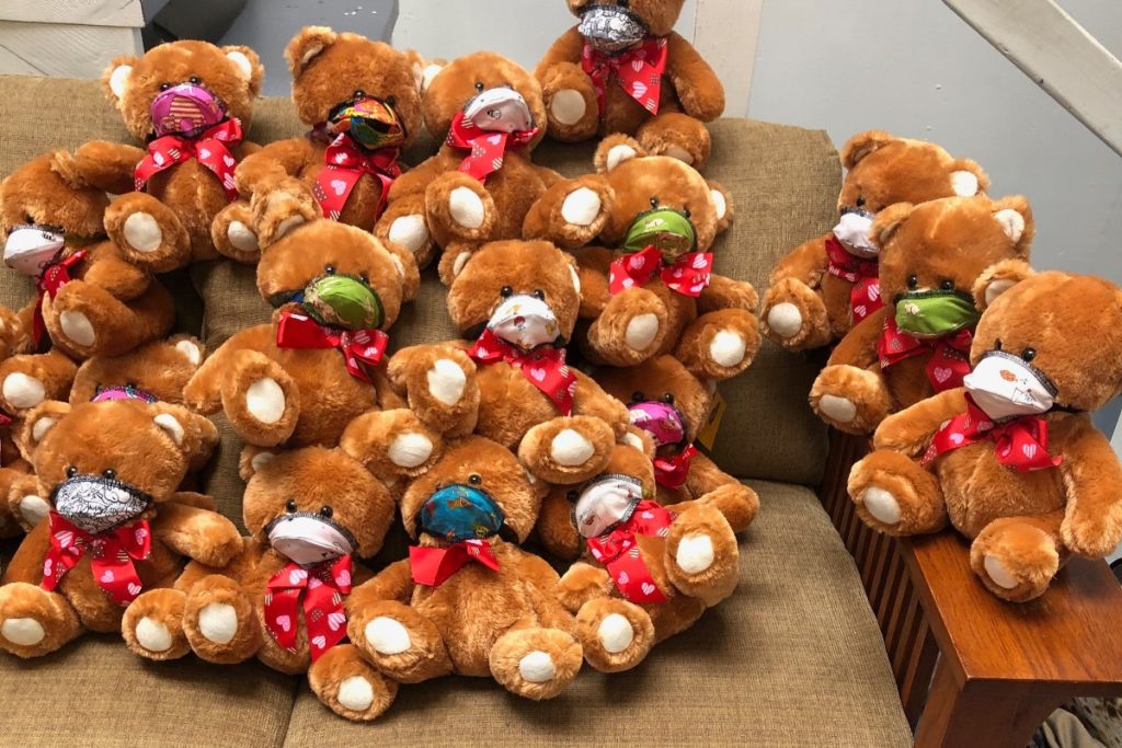 GRIP gifted teddy bears and masks for homeless children