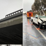 Driver crashes through overpass barrier, lands on I-80 Driver found conscious after crashing through overpass barrier, landing on freeway