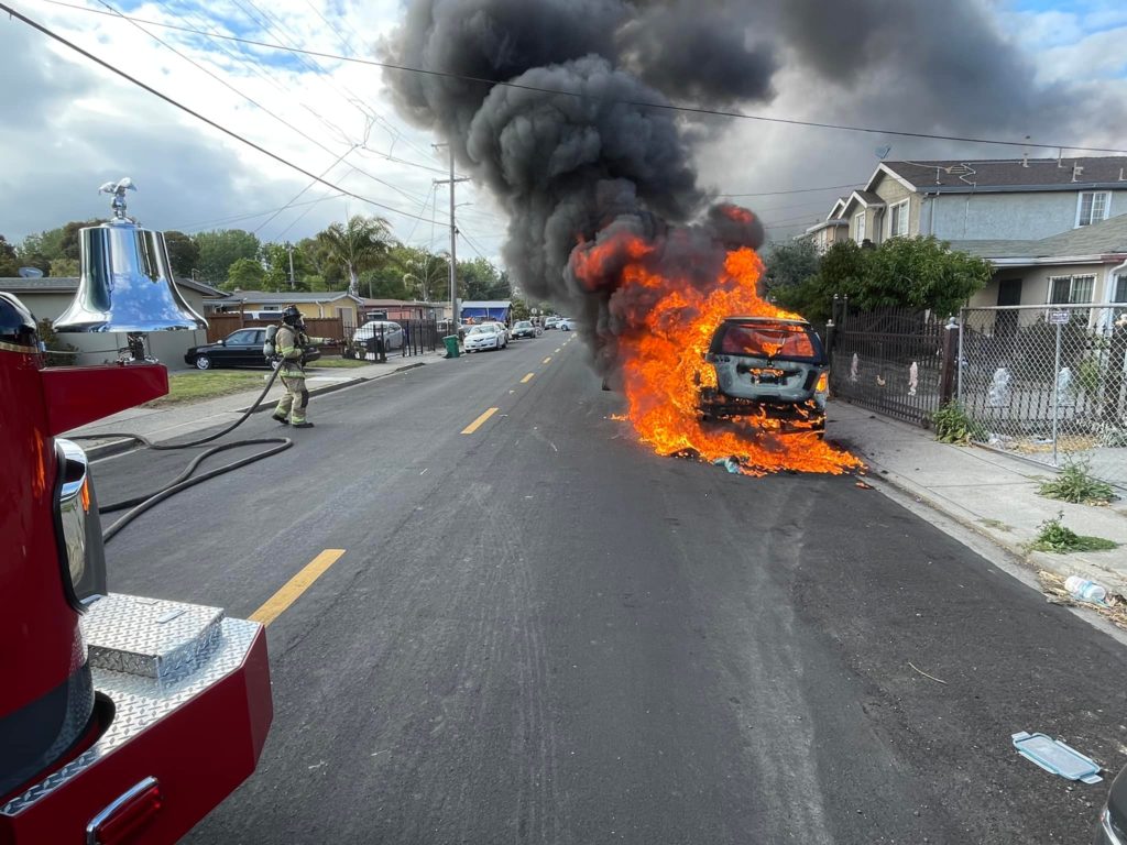 Richmond firefighters douse vehicle blaze on 1st Street