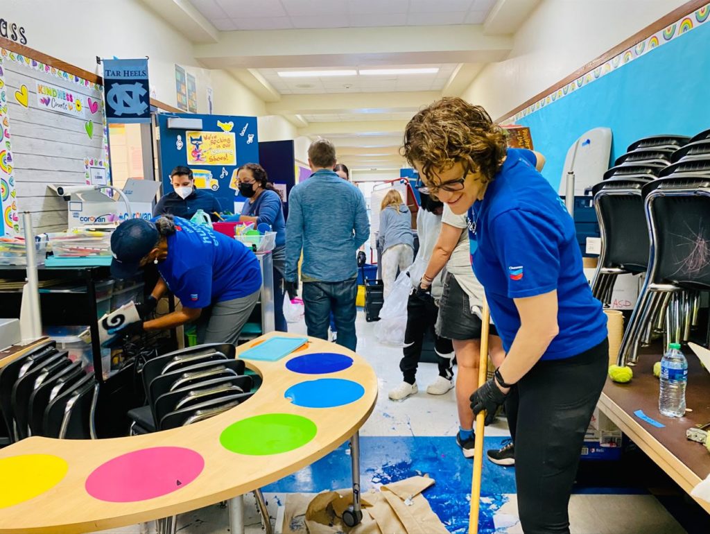 Community comes together to clean up vandalism at Lincoln Elementary