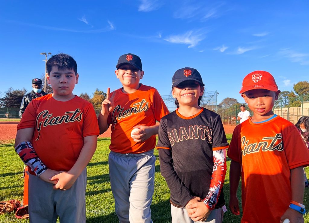 Jr. Giants players participate in a Chevron Richmond STEM event at Willie Mays Field in Richmond Tuesday, Oct. 25. 2022. (Photo credit: Giants Community Fund)