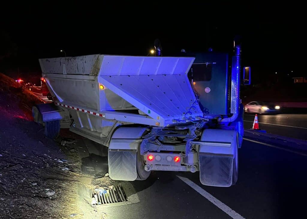 Jackknifed semi-truck leaks fuel into storm drain in Richmond