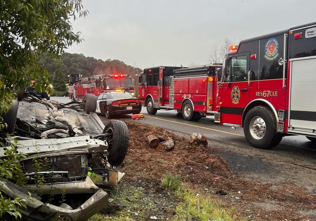 Firefighters urge drivers to slow down after multiple rollover collisions