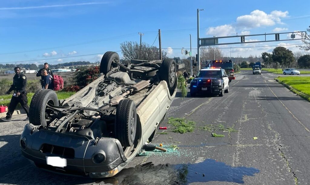 Driver, two dogs uninjured in rollover accident on Ricmond Pkwy.