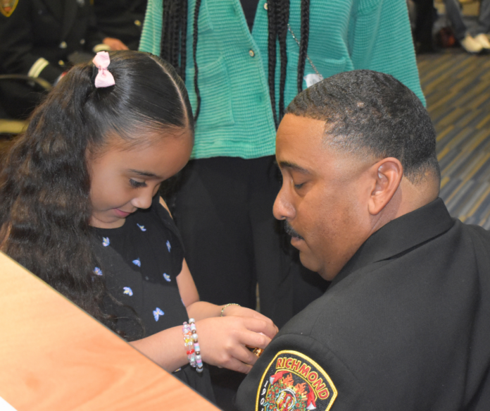 Richmond native and firefighting veteran Rico Rincon is promoted to deputy fire chief. (All photos by Mike Kinney)