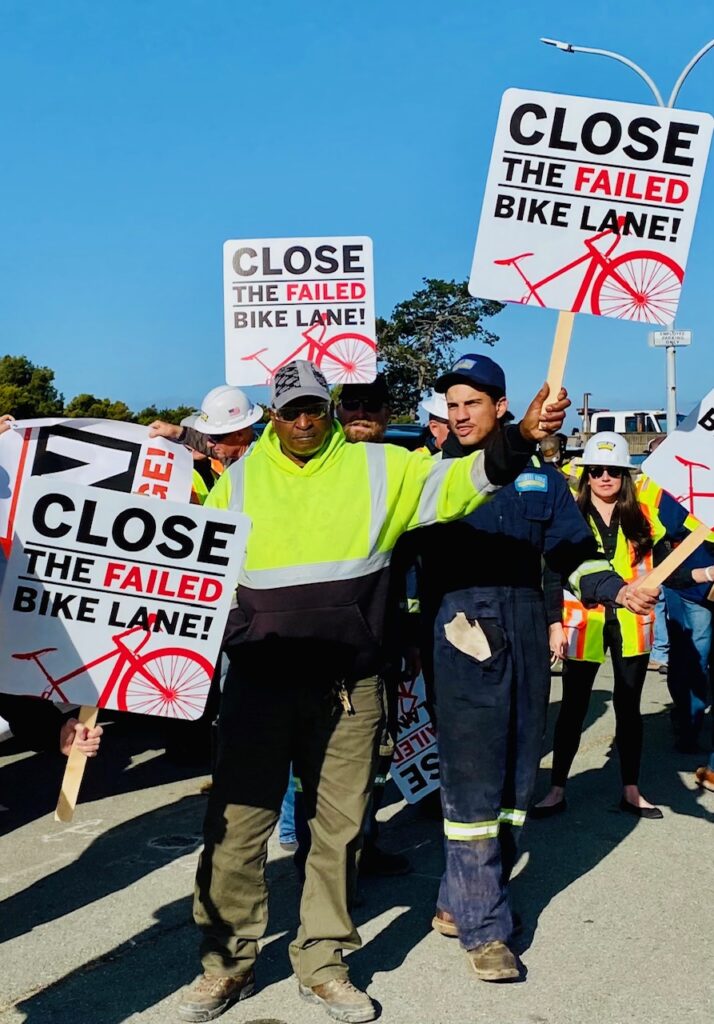 Workers, businesses, labor and public safety leaders fed up with congestion caused by RSR bike lane