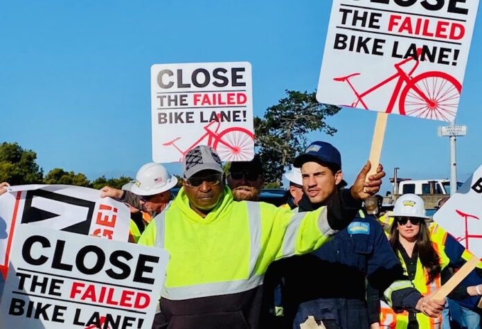 Workers, businesses, labor and public safety leaders fed up with congestion caused by RSR bike lane