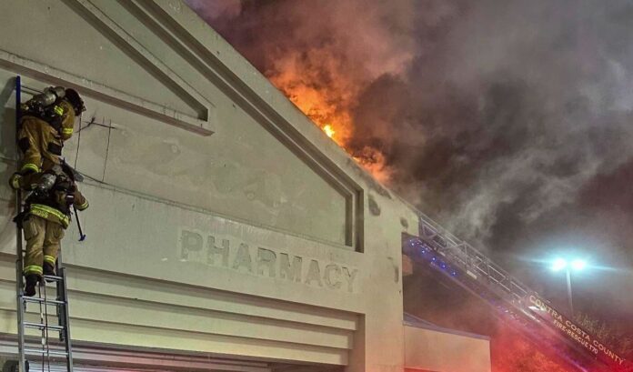 Firefighters battle early-morning blaze at former Walgreens