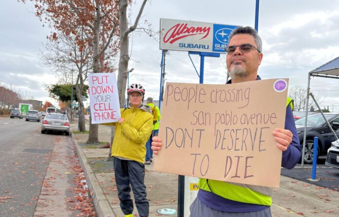 Vigil on San Pablo Avenue honors pedestrian, calls for safer streets